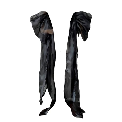saqulopr Detachable Organza Sleeves with Long Draping for Wedding Prom Pageant (Black)