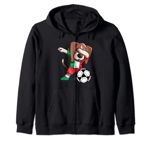 Dabbing Beagle Dog Italy Soccer Fans Jersey Italian Football Zip Hoodie, Black