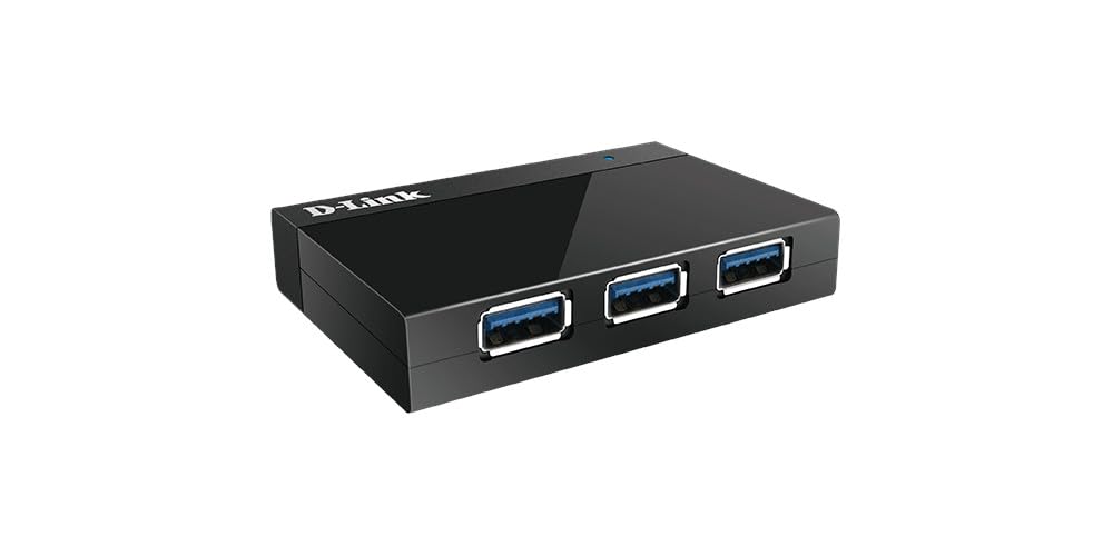 D-Link DUB-1340 Hub con 4 Porte USB 3.0, Velocità di Trasferimento fino a 4.8 Gbps, Design Moderno, Nero