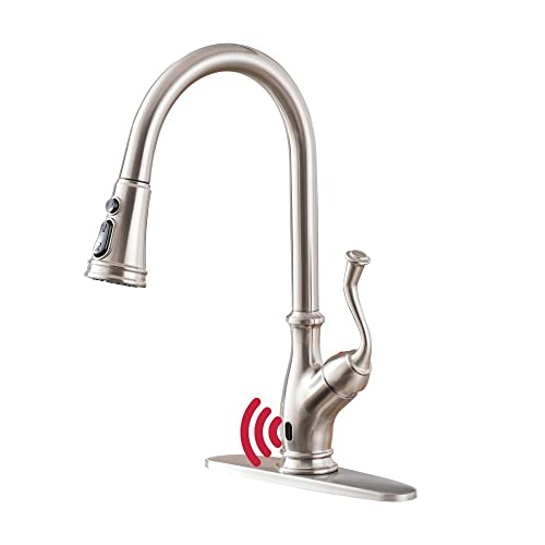 Boyel Living Touchless Kitchen Faucets with Pull Down Sprayer in Brushed Nickel,Stainless Steel，3...