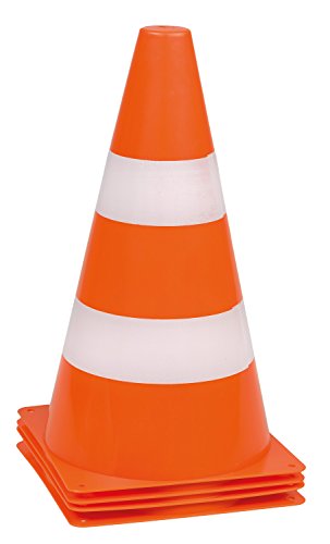Idena 40085 - Pylonen, 4 Stück, Verkehrshütchen aus Kunststoff, für Sport, Outdoor, Slalom, Fußball, ca. 24 x 13,5 cm, Orange