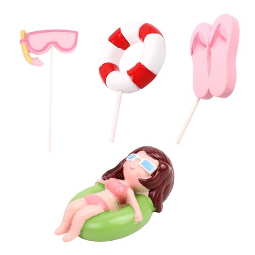 Adornos de pastel de playa para fiesta de verano con mini gafas de sol y chanclas 2