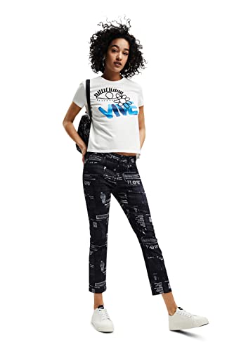Desigual Women's T-Shirt Short Sleeve, White, M #TOP2
