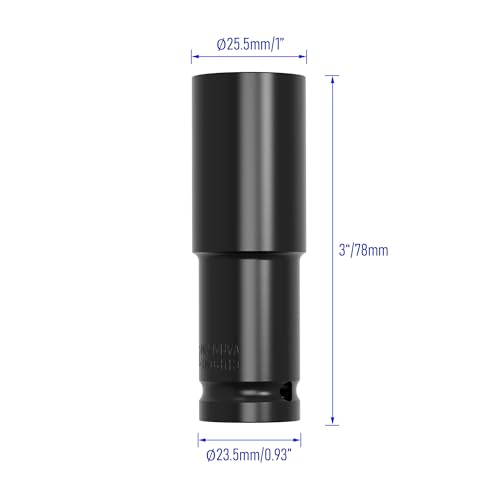 Image of 1 /2 inch Inch Drive by 18mm Deep Impact Socket, Heat-Treated CR-V Steel 3 Inch Length, 6-Point Metric Sizes