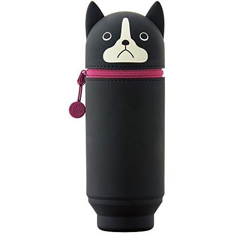 LIHITLAB Kawaii Japanese Dog Large Stand Up Pencil Case For School Office College, Cute School Supplies, Animal Pen Holder Pencil Pouch Holder Girls, Artist, Boston Terrier (A7714-8) Cover