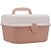 BangQiao Plastic First Aid Storage Box Container Bin with Removable Tray and Portable Handle, Family Emergency Medicine Kit Case Organizer, White&Pink
