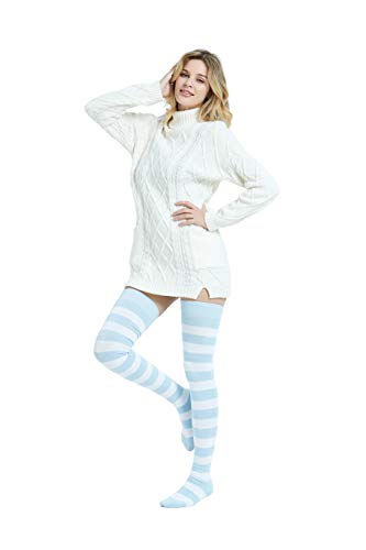 Image of Kayhoma Extra Long Cotton Stripe Thigh High Socks Over the Knee High Socks