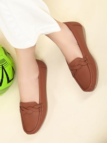 Image of XE Looks Women's Wave Design Loafer Ballet & Moccasins Faux Leather, Trendy and Stylish, Slip-on Mule Shoes for Daily Casual Wear & Formal Wear for Women & Girls
