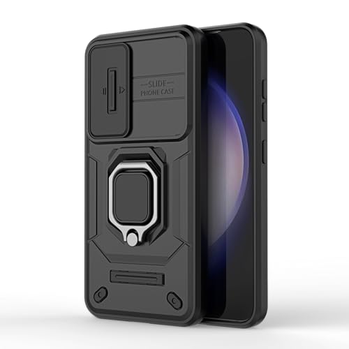 Image of SHINESTAR Tough Armor Samsung S23 5G Bumper Back Case Cover | Ring Holder & Sliding Camera Shield Cover | 360 Degree Protection Back Case Cover for Samsung Galaxy S23 5G (Black)