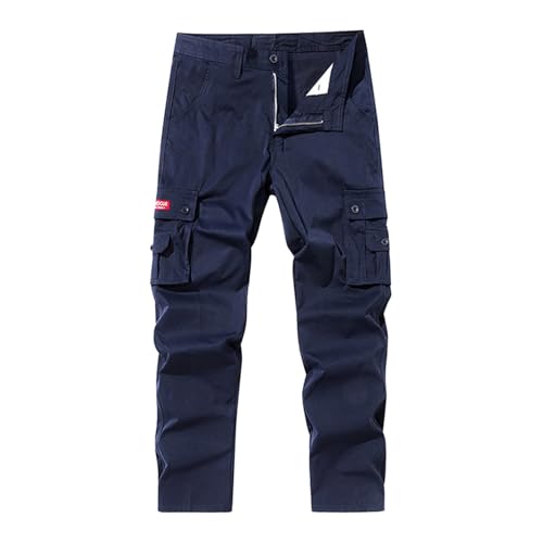 Generisch 2025 Pantalones casuales para hombre Pantalones de hombre con bolsillos Pantalones de trabajo resistentes Pantalones de trabajo para hombre, azul oscuro, S