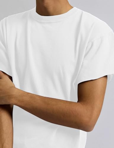 Men's Short Sleeve Round Neck T Shirts Boxy Raw Cut Tee Casual Basic Tops3