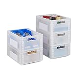 SCHÄFER SHOP Euroboxen 5 Stück, transparent & stapelbar, 40x30x17 cm, Eurobox aus PP, Euro Stapelbox 14,6 L, Aufbewahrungsbox, Kiste ohne Deckel, Eurobehälter, Transportkiste