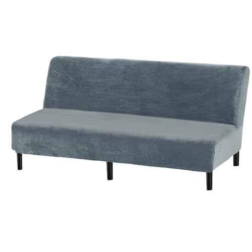 Armless Futon Cover Velvet Futon Slipcover Soft Stretch Couch Covers with No Arm Sofa Bed Cover with