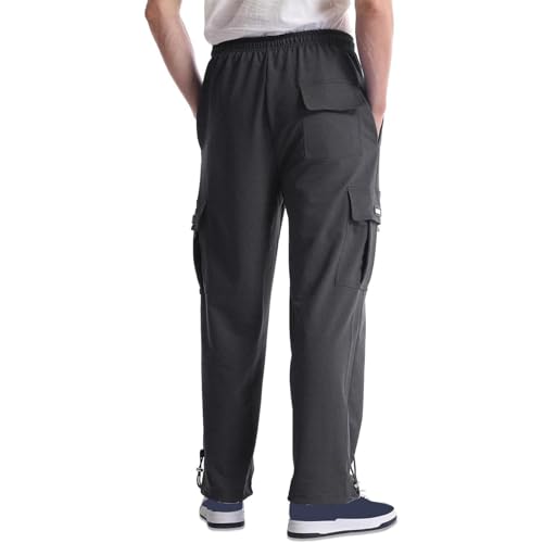 Men's Cargo Pants Baggy Joggers Drawstring Straight Leg Trousers Athletic Open Bottom Workwear with Pockets3