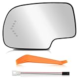 AUTOKAY Left Driver Side Mirror Glass with Heated & Turn Signal Fits for Chevy Silverado Avalanche Suburban Tahoe, GMC Sierra Yukon, Cadillac Escalade 2003-2006, Exterior Side Rearview Mirror