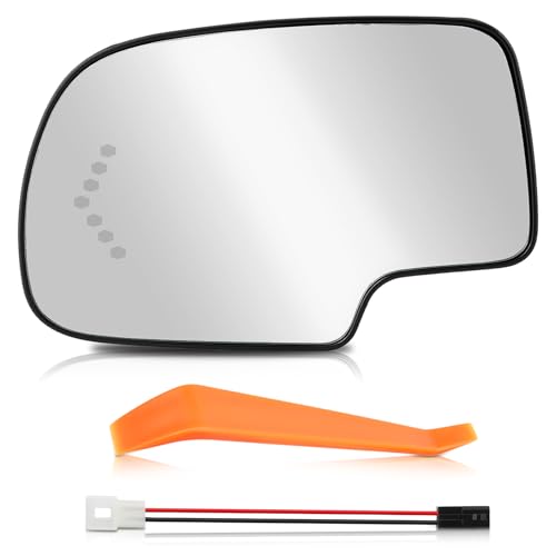 AUTOKAY Left Driver Side Mirror Glass with Heated & Turn Signal Fits for Chevy Silverado Avalanche Suburban Tahoe, GMC Sierra Yukon, Cadillac Escalade 2003-2006, Exterior Side Rearview Mirror