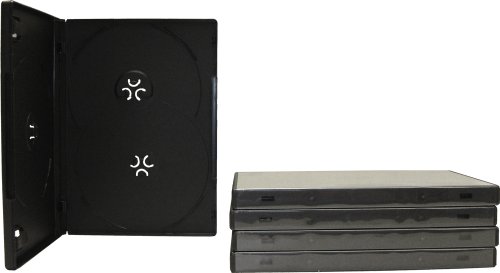 Square Deal Recordings & Supplies (5) Black Triple Overlap Style DVD Cases - 14MM Thick