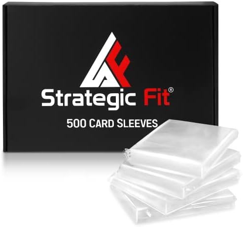 Strategic Fit Premium Snug Fit Clear Card Sleeves for Games - 500 Trading Card Sleeves - Standard Size Card Protector Sleeves - Ideal as MTG Card Sleeves - Soft Plastic Card Sleeves for Collectors