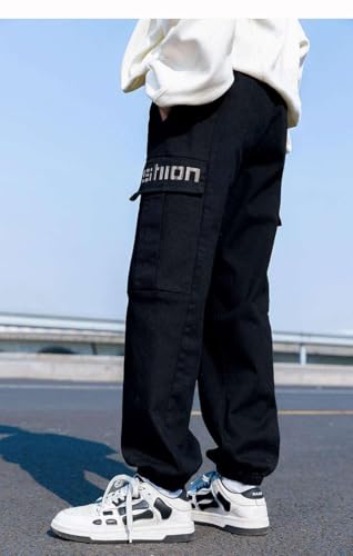 Boys Cargo Joggers Pants Kids Elastic Waist Casual Pants with Multi Pockets2