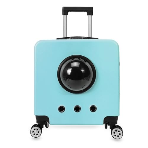 TIKHJ ペット用トロリーケース、ポータブルバッグ、取り外し可能なユニバーサルホイール付きの 航空ボックス (ブルー)