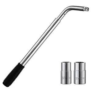 HSEAMALL Telescoping Lug Wrench,Extendable Wheel Nut Wrench Universal Extending Tyre Spanner,Tire Repair Tool Wheel Brace Set for Car Van Truck Caravan (17mm, 19mm, 21mm,23mm Socket)