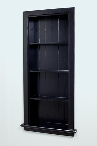 Image of 14x36 Aiden Recessed Wall Niche Medicine Cabinet Replacement, in The Wall Bathroom Cabinet Insert Shelf /Shelves, Made in North America, Real Wood, NO MDF, Beadboard, Black