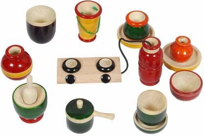 Thenkumari Beautiful Traditional Kids Kitchen Wooden Set with Gas Stove with Cylinder Color May Slightly Vary (B09RWNWZHQ) Amazon Price History, Amazon Price Tracker