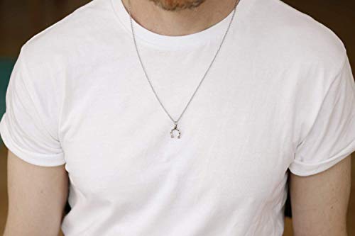 Horseshoe necklace for men, lucky charm 