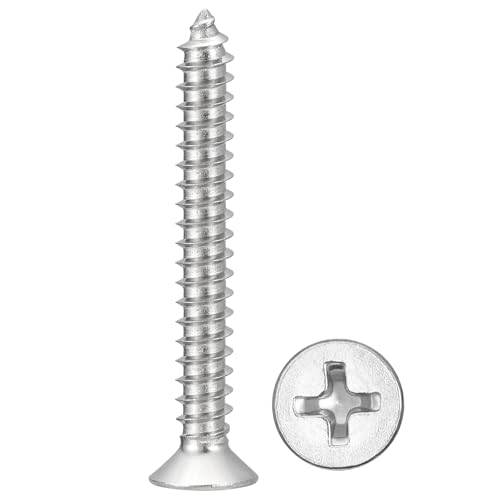 METALLIXITY 50Pcs (ST5x40mm) Tornillos para madera Phillips avellanados de acero inoxidable SS304 miniatura 1