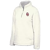 Top of the World NCAA Oklahoma Sooners Womens Cozy Sherpa 1/2 Zip Pullover, White, Size Large
