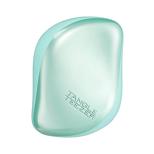 Tangle Teezer The Compact Styler Entwirrende Haarbürste, reisefreundlich, mit Schutzhülle und zweistufigem Zahndesign, perfekt für nasses, trockenes und fliegendes Haar, blaugrünes mattes Chrom