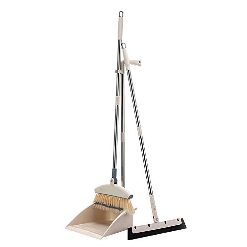 LVUNZJCA Besen und Kehrschaufel Set Haushaltsbequeme Besen-Kehrschaufel-Kombinations-Set Reinigungsbesen-Kombination für Kehren(Dark Green) – Bild 3