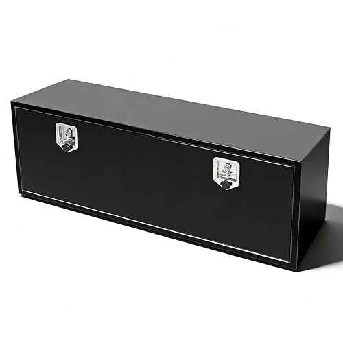 Vigorighter 60 Inch Underbody Truck Tool Box, 60 x 18 x 18 Inch Black Steel Storage Box for Flatbed Trailers & Service Trucks, Heavy Duty Lockable Organizer with Stainless Steel T-Latch & 4 Keys