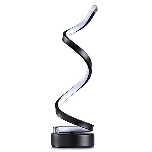 Nuür Classic Spiral Led Table Lamp Black, Dimmable Metallic Bedside Lamp With Touch Controller, 3 Colour Temperature, 15.8 Inch Height, Contemporary, Decorative Lamp For Home, Living Room & Office #TOP6