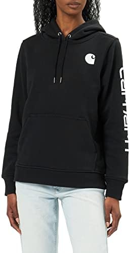 Carhartt Women's Clarksburg Graphic Sleeve Pullover Sweatshirt (Regular and Plus Sizes), Black, Large