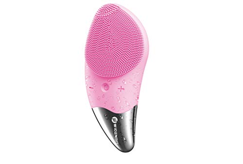 Sonic Facial Cleansing Brush, Pretty in pink - Silicone Electric Face Brush with 3 Function Modes, Waterproof, USB Rechargeable for All Skin Types, Gentle Exfoliating, Deep Cleansing, Massaging (pink)