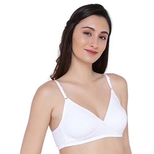 Image of Laavian Women's Wirefree Non Padded Plunge Neck Bra with Elasticated Support Band and Adjustable Shoulder Straps