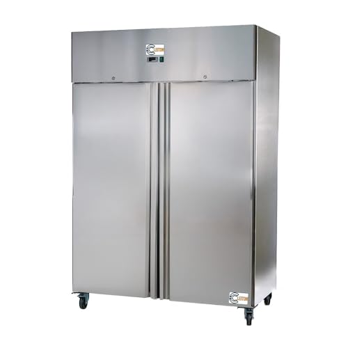 Cleiton® Armario de Congelación de 2 Puertas de 134 cm Refrigeración Ventilada | Armario Congelador Acero Inoxidable Capacidad 1065L-6 Estantes 750W | Hostelería, Restaurantes y Bares