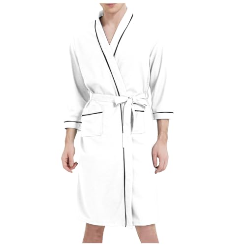 Generisch Albornoz de spa para hombre, ligero, largo, con bolsillo, suave, agradable al tacto, cómodo, para centro de bienestar, sauna y relajación