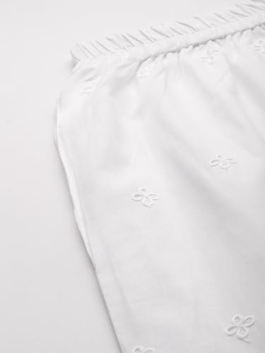 Image of feranoid White Chicken Embroidred Cotton Regular Fit Palazzo