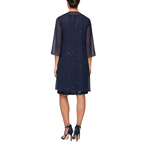 Image of Alex Evenings Women's Short Embroidered Dress with Illusion Jacket