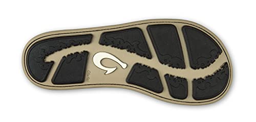 Olukai Nui Men's Beach Sandals, Full Grain Leather Flip-Flop Slides, Compression Molded Footbed & Ultra-Soft Comfort Fit, Rum/Rum, 9 #TOP2