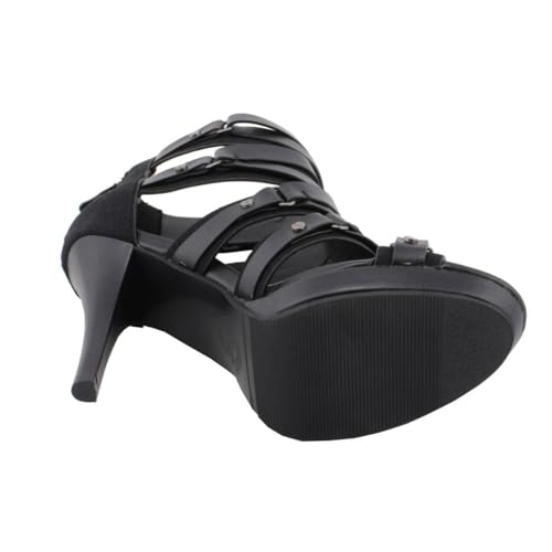Milwaukee Leather MBL9451 Women's Black Fashion Casual Stiletto Heeled Sandals with Ankle Strap - 92
