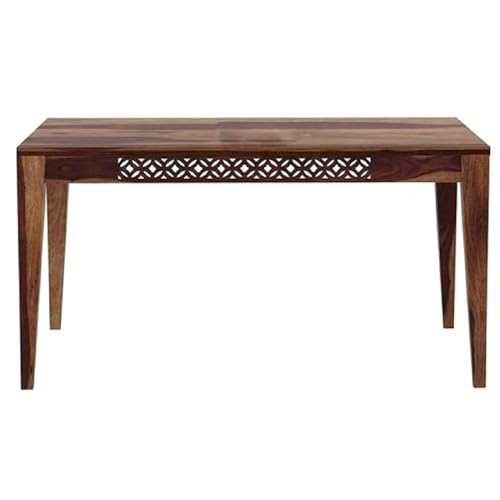 Image of Solid Wood Dining Table 6 Seater | Six Seater Dinning Table with 4 Chairs & 1 Bench for Home | Chairs & Bench with Cushion | 6 Seater Dining Room Sets for Hotel & Restaurants | Sheesham, Honey