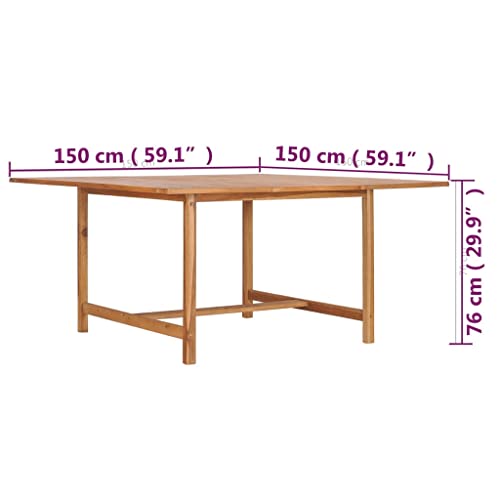 Table de cuisine en teck massif durable et résistante 150 cm