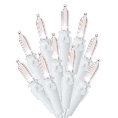 SYLVANIA 100 LED Warm White Mini Christmas Lights with White Wire. 24.5' Lighted Length