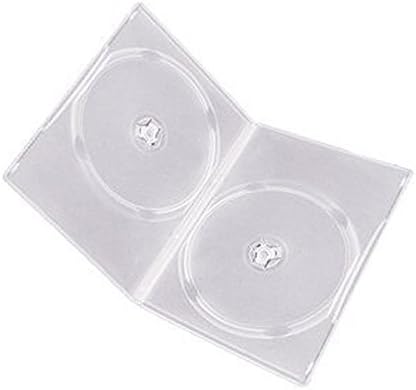 Maxtek 7mm Slim Clear Double CD/DVD Case, 50 Pieces Pack. (2 Discs Capacity per Case)