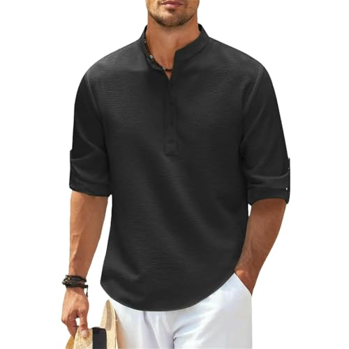 Hauts décontractés homme avec t-shirt col montant manches longues
