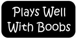 3pcs Plays Well with Boobs Funny Hard Hat/Helmet Stickers