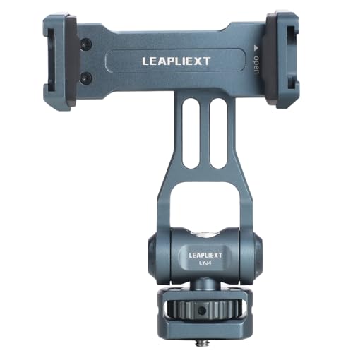 Image of LEAPLIEXT Metal Camera Phone Mountt, 360 Degree Horizontal and Vertical Rotation, with Cold Shoe Interface and 1/4 Inch Bottom Screw, Suitable for Camera Cage, Handheld Selfie and Video Recording